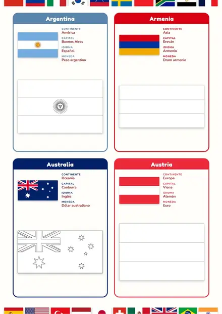Página de Banderas del Mundo: Argentina, Armenia, Australia y Austria