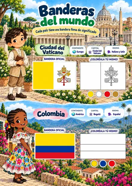 Página de banderas: Ciudad del Vaticano y Colombia