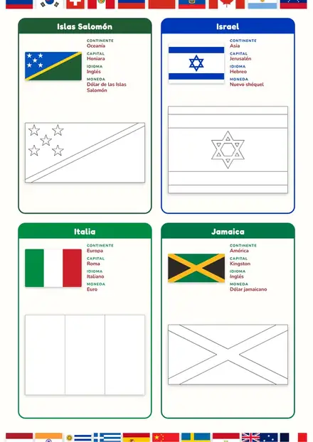 Página de Banderas del Mundo: Islas Salomón, Israel, Italia y Jamaica