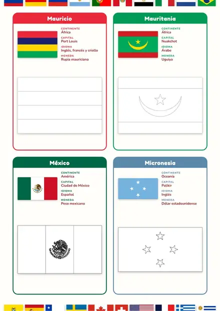 Página de Banderas del Mundo: Mauricio, Mauritania, México y Micronesia