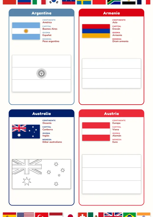Página de Banderas del Mundo: Argentina, Armenia, Australia y Austria